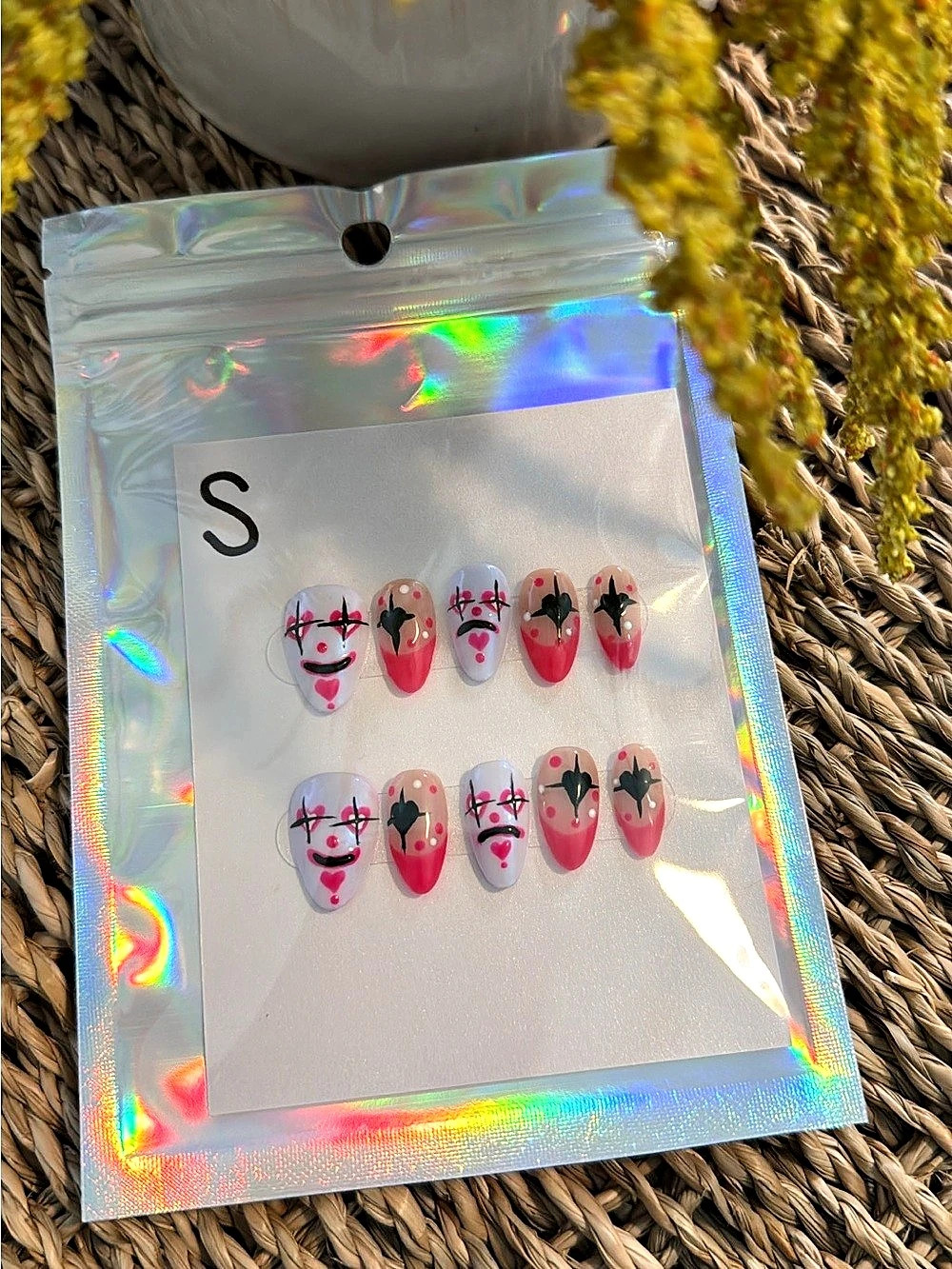Pink & White Press-On Nails Size Small NWT